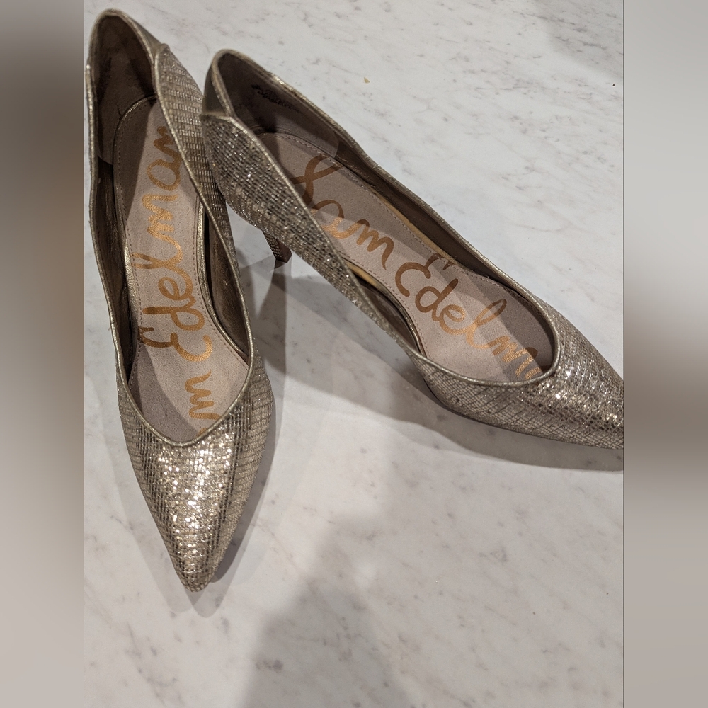 Sam Edelman Hazel gold pointy toe heels 7.5